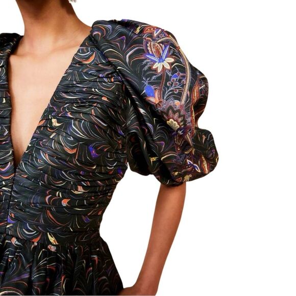 Ulla Johnson NWOT Gwen printed ruched taffeta mini dress - Picture 7 of 13